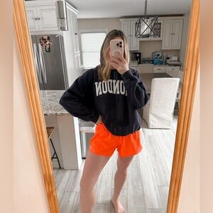 Lululemon Hotty Hot High Rise Long Running Shorts Neon Orange Size 10 Tall